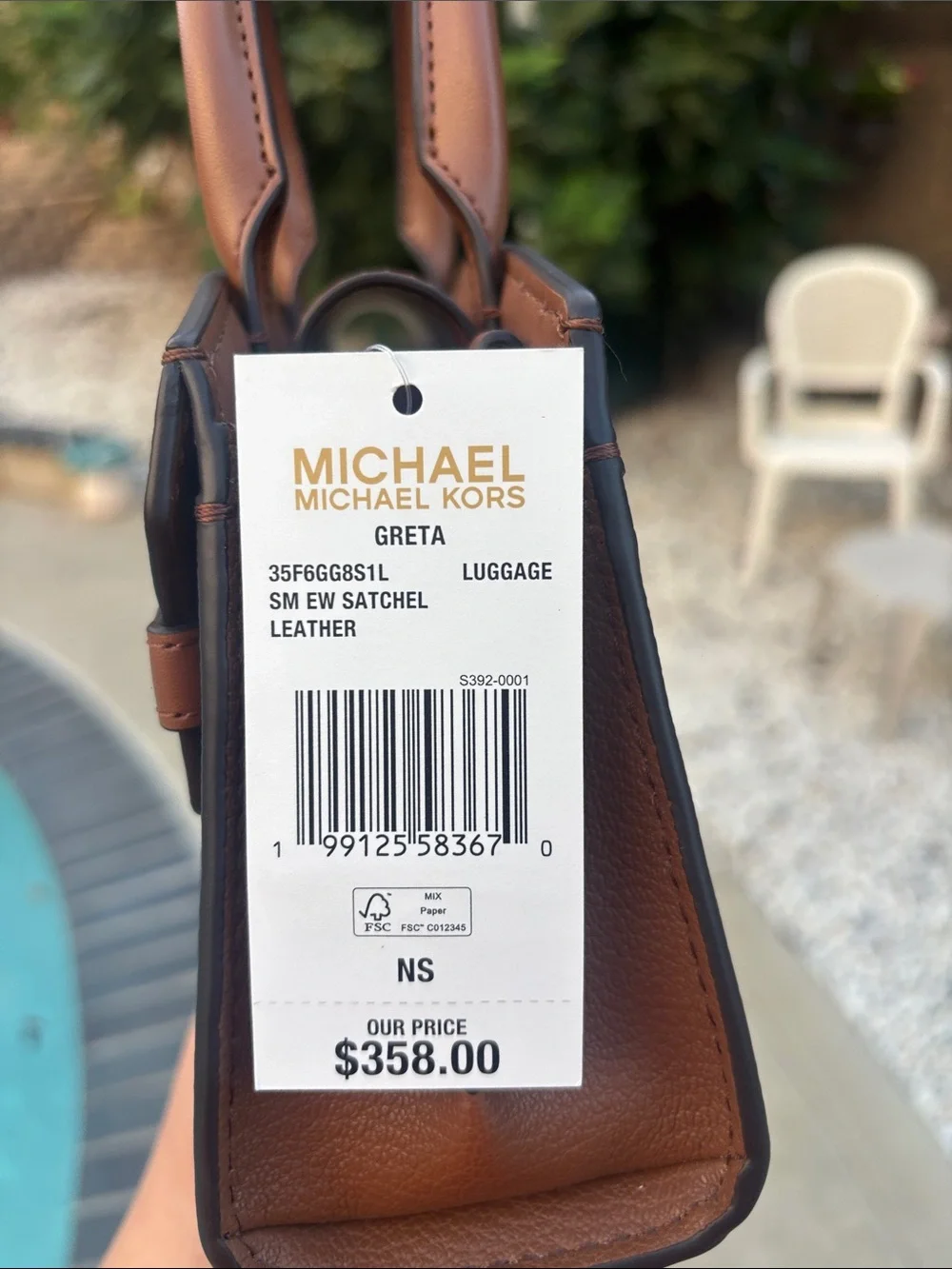 Michael Kors Greta Cognac Brown Leather Mini Satchel